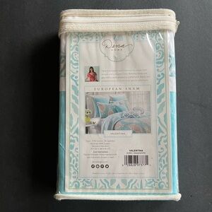 Dena Home European Sham Valentina Blue White 1 Euro Pillow Sham 26” x 26” Sq.